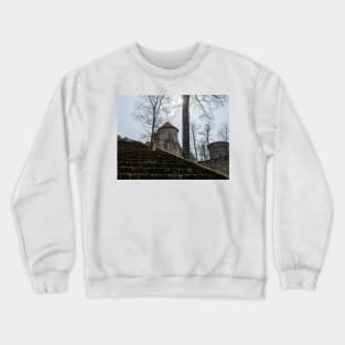 Ruins and stairs of medieval castle in Cesis, Latvia Crewneck Sweatshirt